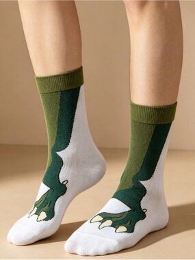 Green Dino Claw Crew Socks - Men